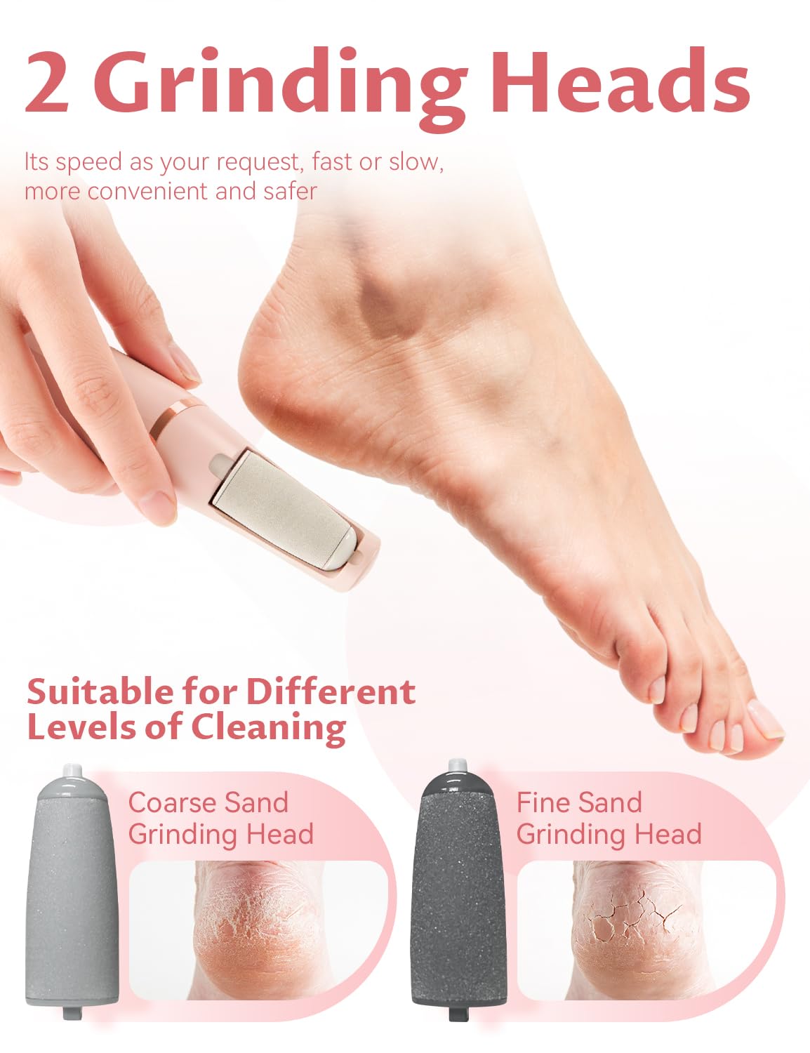 Silk 3 Pro Callus Remover, Upgraded 3rd Electric Callus Removers for Feet, Foot File Callus Remover Pedicure Tools with 2 Speeds, for Dry/Calluses/Cracked/Hard Skin - Soft Smooth Skin (White)