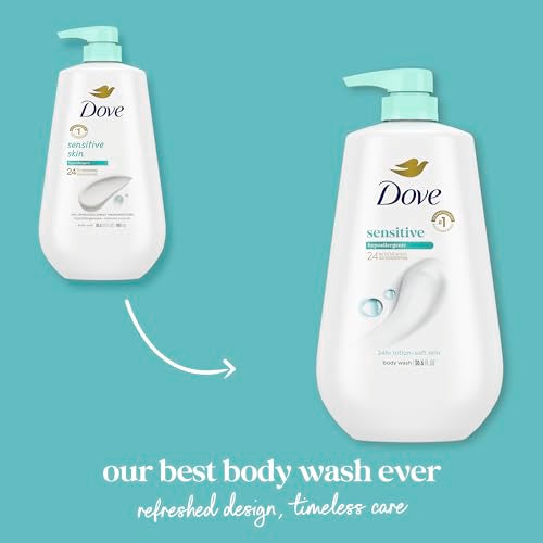 Dove Sensitive Skin Body Wash - 30.6 oz Pump, Hypoallergenic & Moisturizing