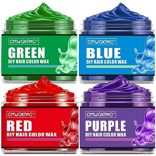 Kids Temporary Hair Color Wax - 4 Bright Colors for Fun & Safe Styling