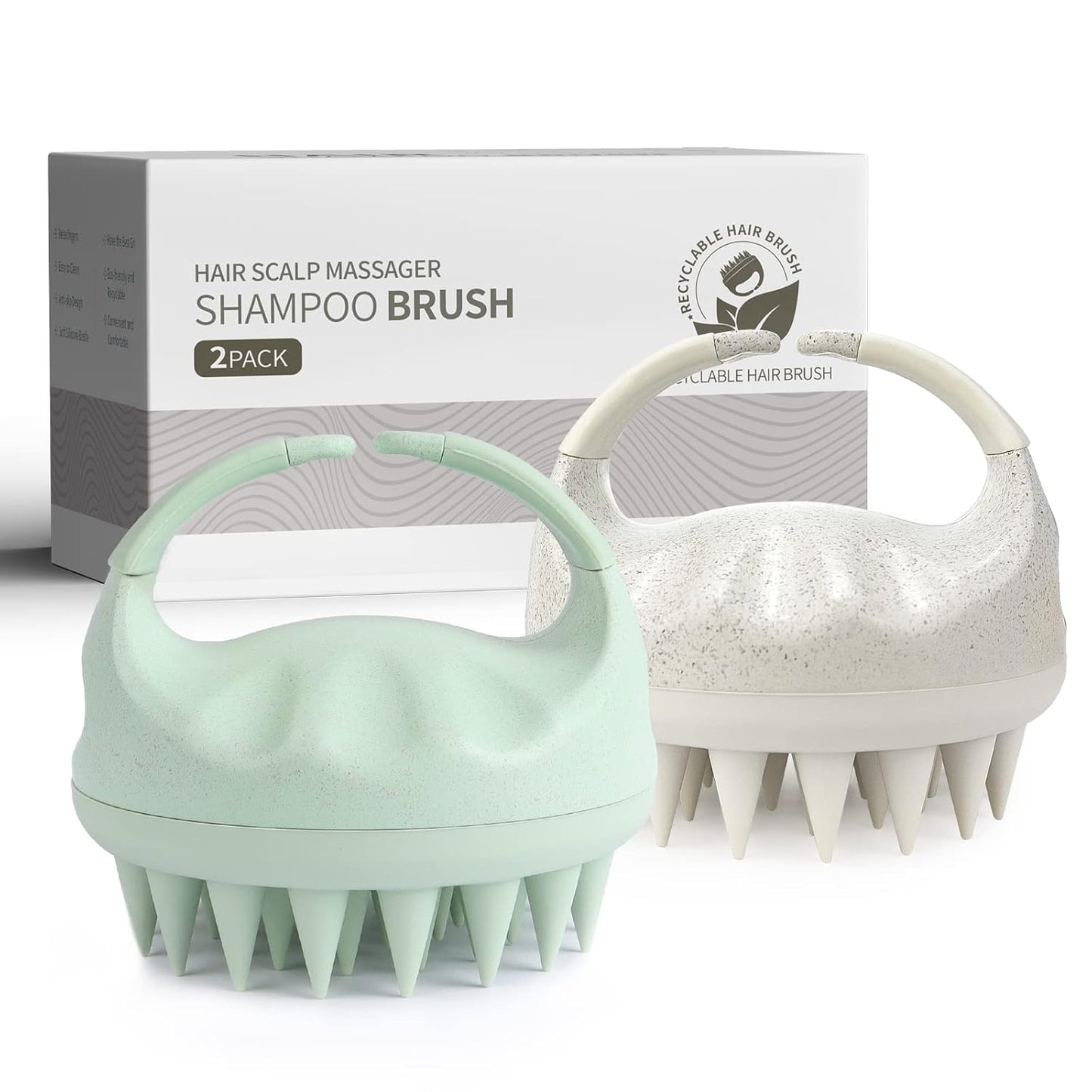 Soft Silicone Scalp Massager for Dandruff Removal & Hair Growth | Exfoliating Brush - Beige