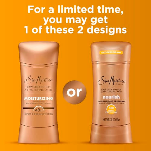 SheaMoisture Antiperspirant Deodorant Stick, 2.6 oz (Pack of 2) - Moisturizing Raw Shea Butter & Hyaluronic Acid for 48HR Protection