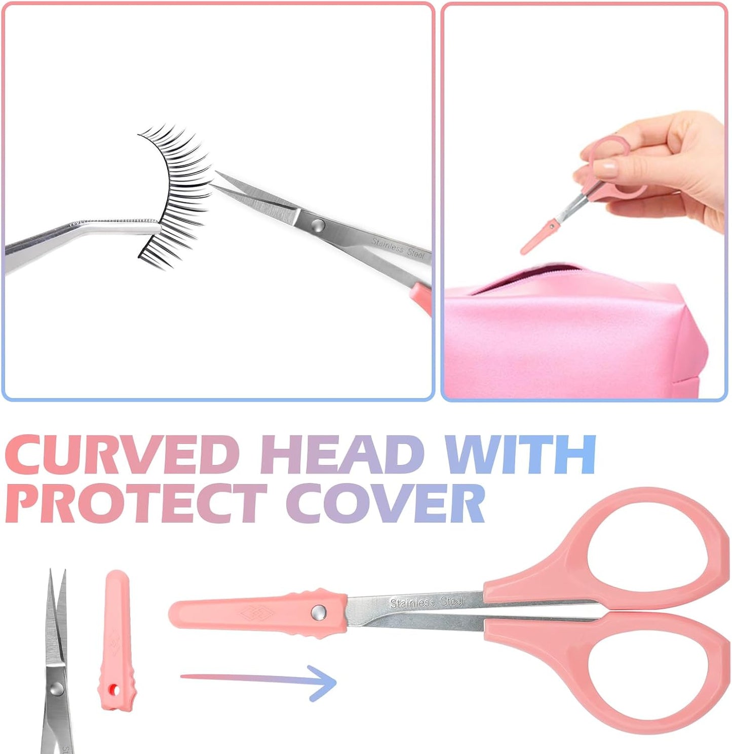 Eyebrow Scissors for Women - 2 Pcs Stainless Steel Facial Hair Trimmers | Small Beauty Scissors for Beard, Nose, Moustache