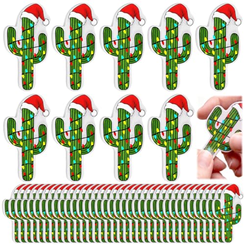50 Pcs Christmas Cactus Nail Files Bulk Gift for Women, Holiday Manicure Tools