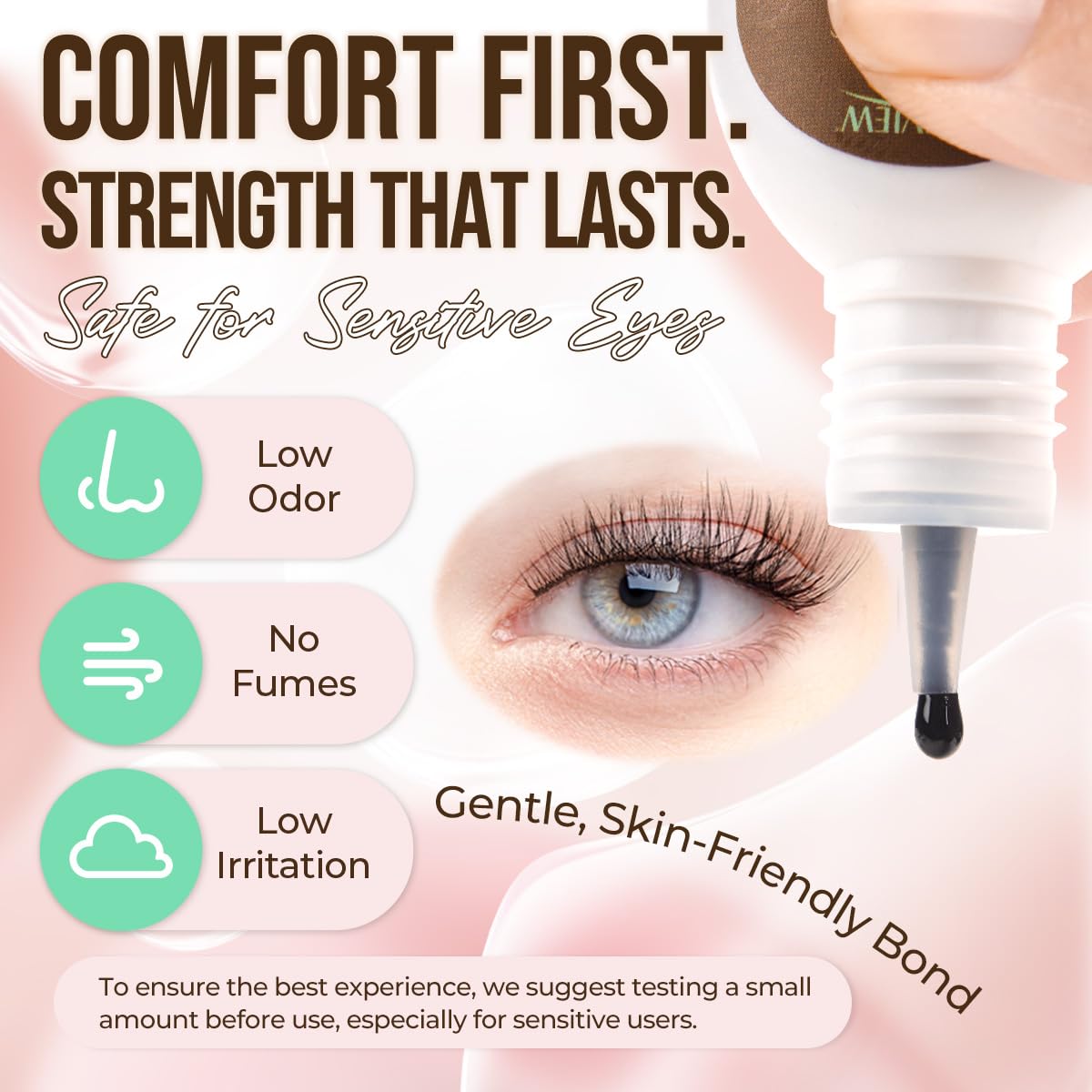 LASHVIEW Lash Cluster Glue Strong Hold, 3-4 Weeks Long-Lasting, Waterproof & Low Irritation, 2-3 Sec Drying Time, for Beginners & Professional Use(5ml)
