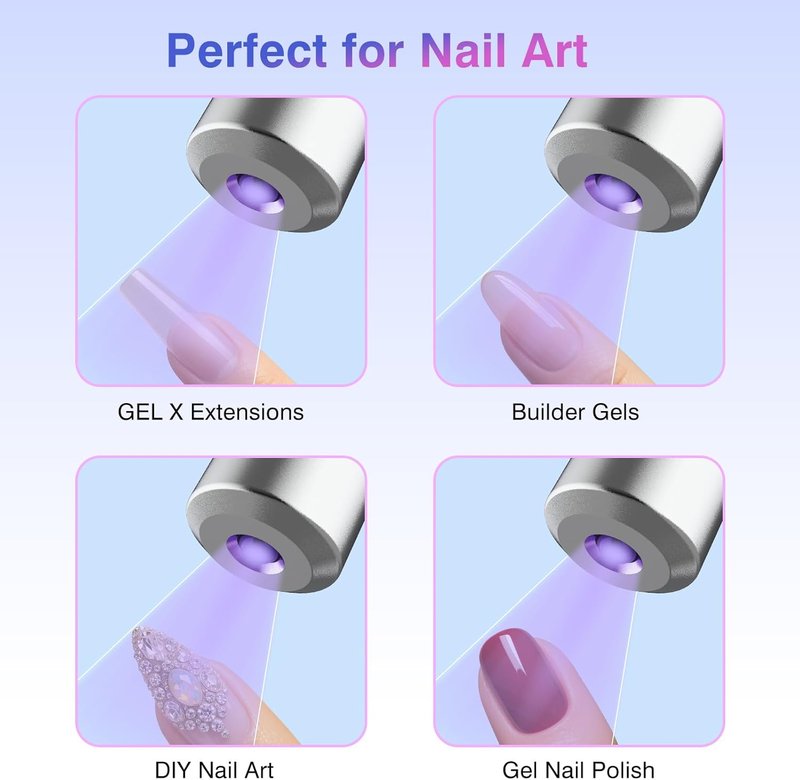 Portable Gel X Nail Flash Cure Lamp - Cordless UV LED Gooseneck Design | Rechargeable Nail Dryer for Home & Salon