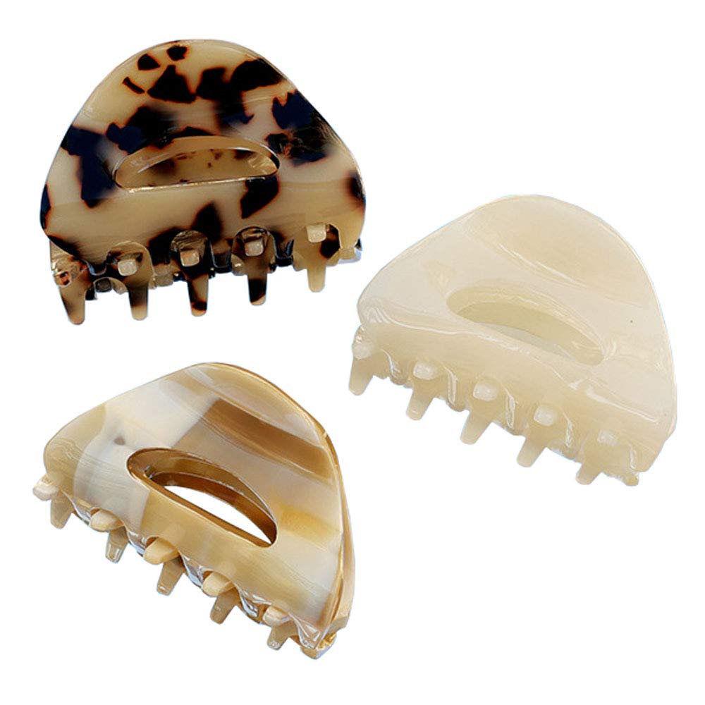 VinBee 3 PACK Hair Claw Clips, Cellulose Acetate Cutout Tortoise Shell Barrettes Claw Clips, Celluloid Leopard Print Stylish Hair Accessories for Women Girls French Design Hairs Crab Clamps ﻿