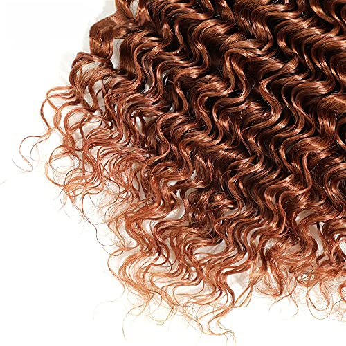 HuxoWax Copper Red Deep Wave Hair Bundles 20 Inch Remy Virgin Human Hair Extensions