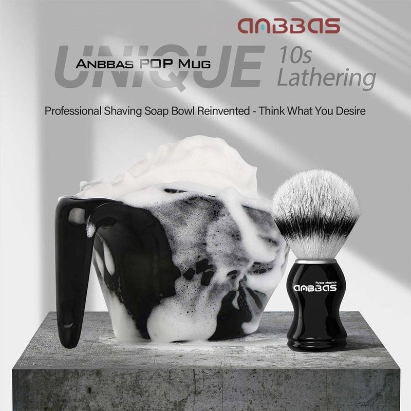 Anbbas Faux Badger Bristles Shaving Brush with Food-Grade Melamine POP Mug for Lathering and 3.5oz Shaving Soap Refill for Men Wet Shave,Women Girls Hair Removal