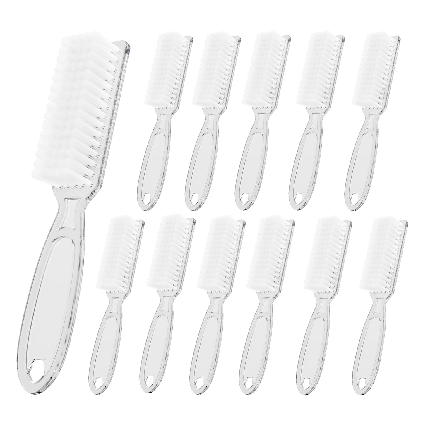 SQULIGT 12 Pcs Handle Grip Cleaning Brushes, Hand Fingernail Nail Scrub Manicure Brush Pedicure Brush, Use for Toe and Nails Cleaning (Clear Handle)