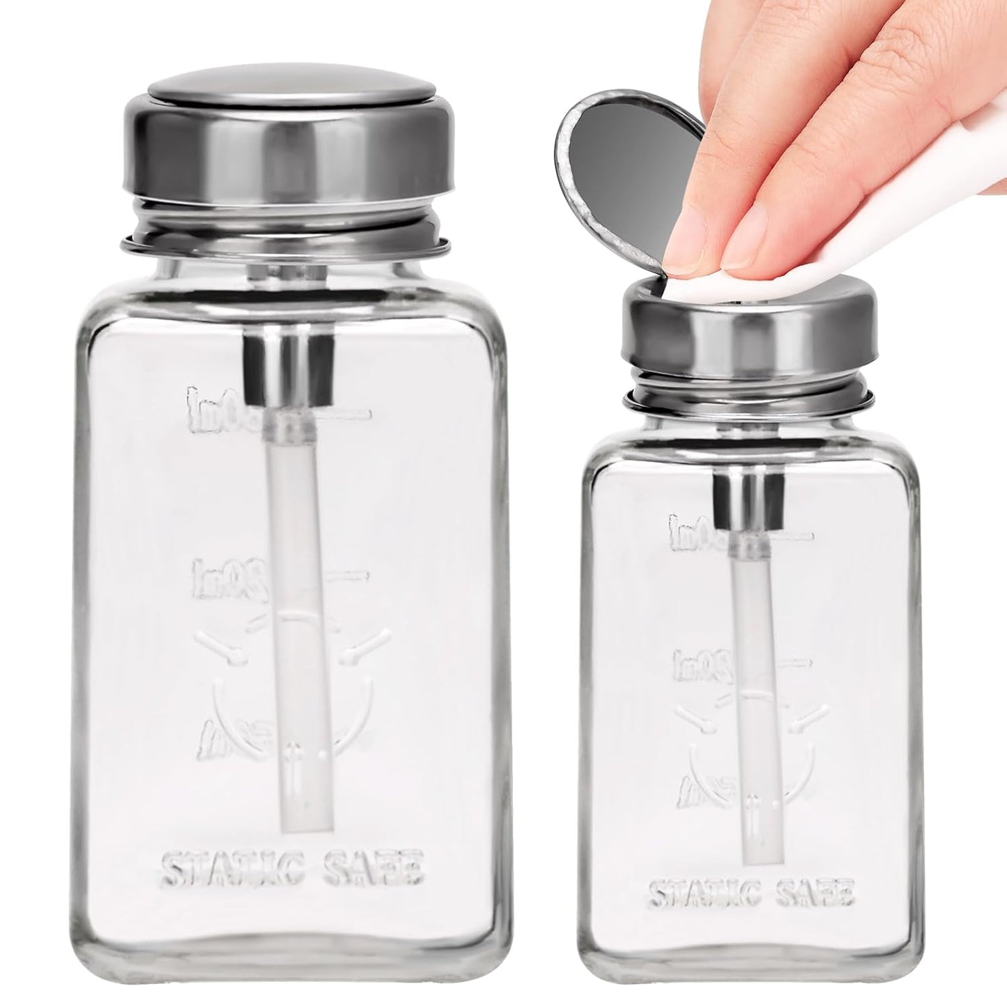 Cylindrical Glass Pump Dispenser Bottle - 100ML Clear Container for Nail Polish & Makeup Remover