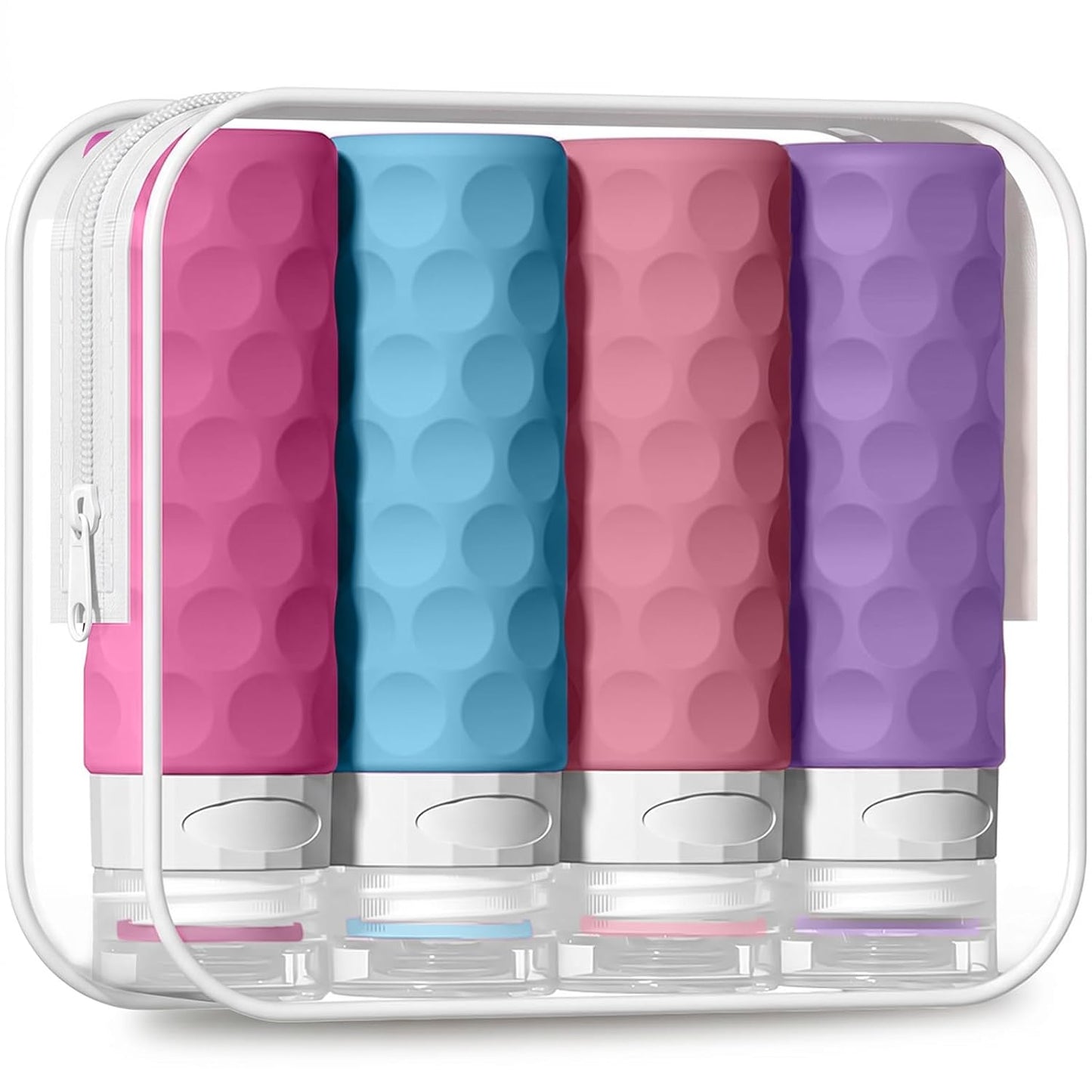 Travel Bottles for Toiletries - 4PCS TSA Approved 3oz Silicone Containers | BPA Free, Leak Proof, Refillable