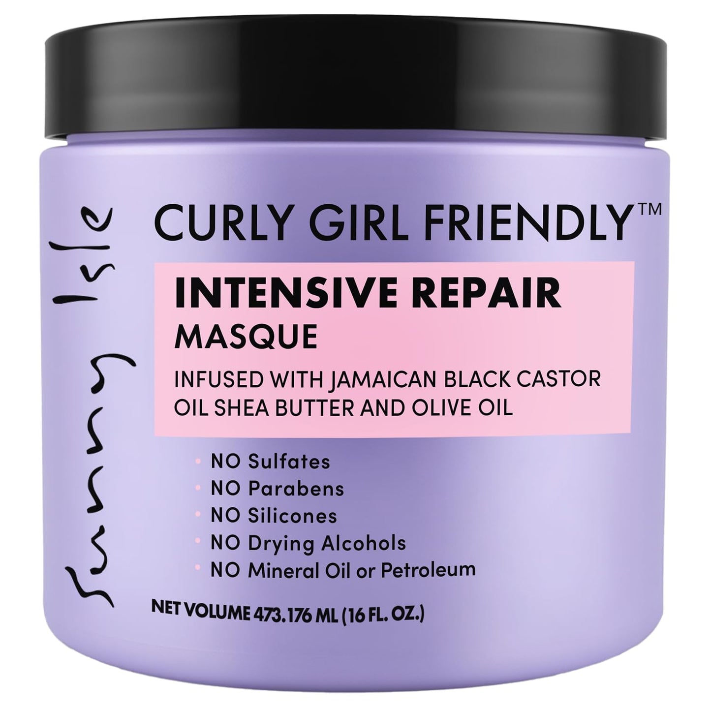 Curly Girl Friendly Intensive Repair Masque - Deep Conditioning Treatment for Curly, Wavy & Coily Hair | Jamaican Black Castor Oil & Shea Butter, 16oz