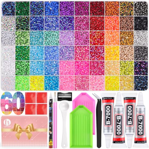TINKRSTUFF 48,000pc Bedazzling Kit with 60 Colors Rhinestones & B7000 Glue