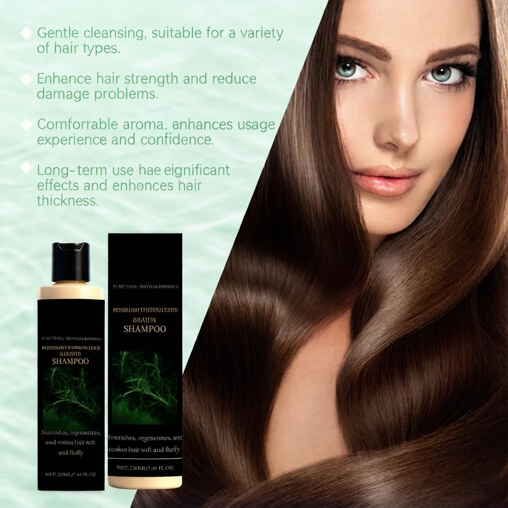 Organic Rosemary Hair Growth Shampoo for Thinning Hair & Hair Loss, Sulfate Free Volumizing with Hydrolyzed Keratin, Repairs Dry Damaged Strands & Scalp for Men & Women 7.4 fl oz