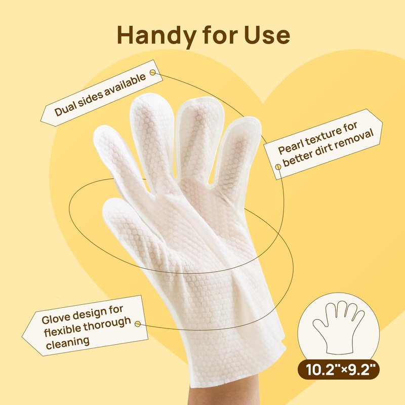 HICC PET Cleaning Deodorizing Glove Wipes for Dogs & Cats, Vet Recommended Hypoallergenic Hydrating & Nourish Fur Pet Grooming Glove Wipes, Pet Bathing Wipes for Horse Coat Care,20pcs Coconut Scent