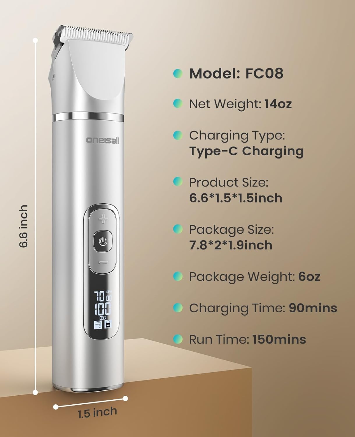 4-In-1 Dog Grooming Kit - LCD Display, Rechargeable Cordless Clippers | Low Noise, Waterproof, Nail Grinder