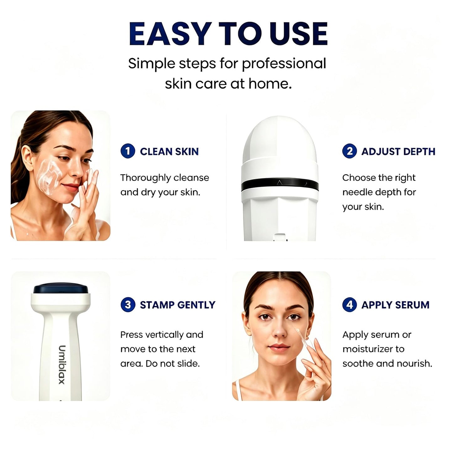Derma Stamp - Umibelax Microneedling Derma Stamp for Hair, Beard, Scalp & Face, Microneedle Roller Dermastamp for Women and Men(0.25mm)