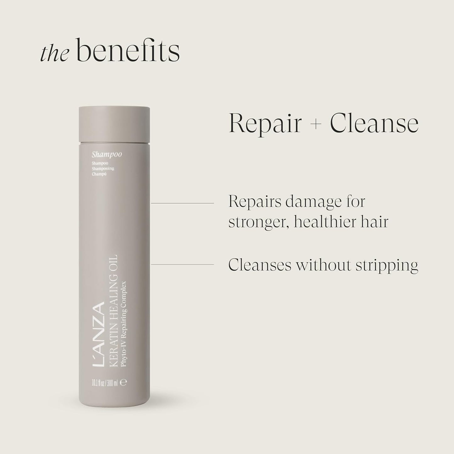 L'ANZA Keratin Healing Oil Shampoo - Hydrating Cleanse for Softness & Shine | Sulfate-Free, Color Safe, Anti-Frizz