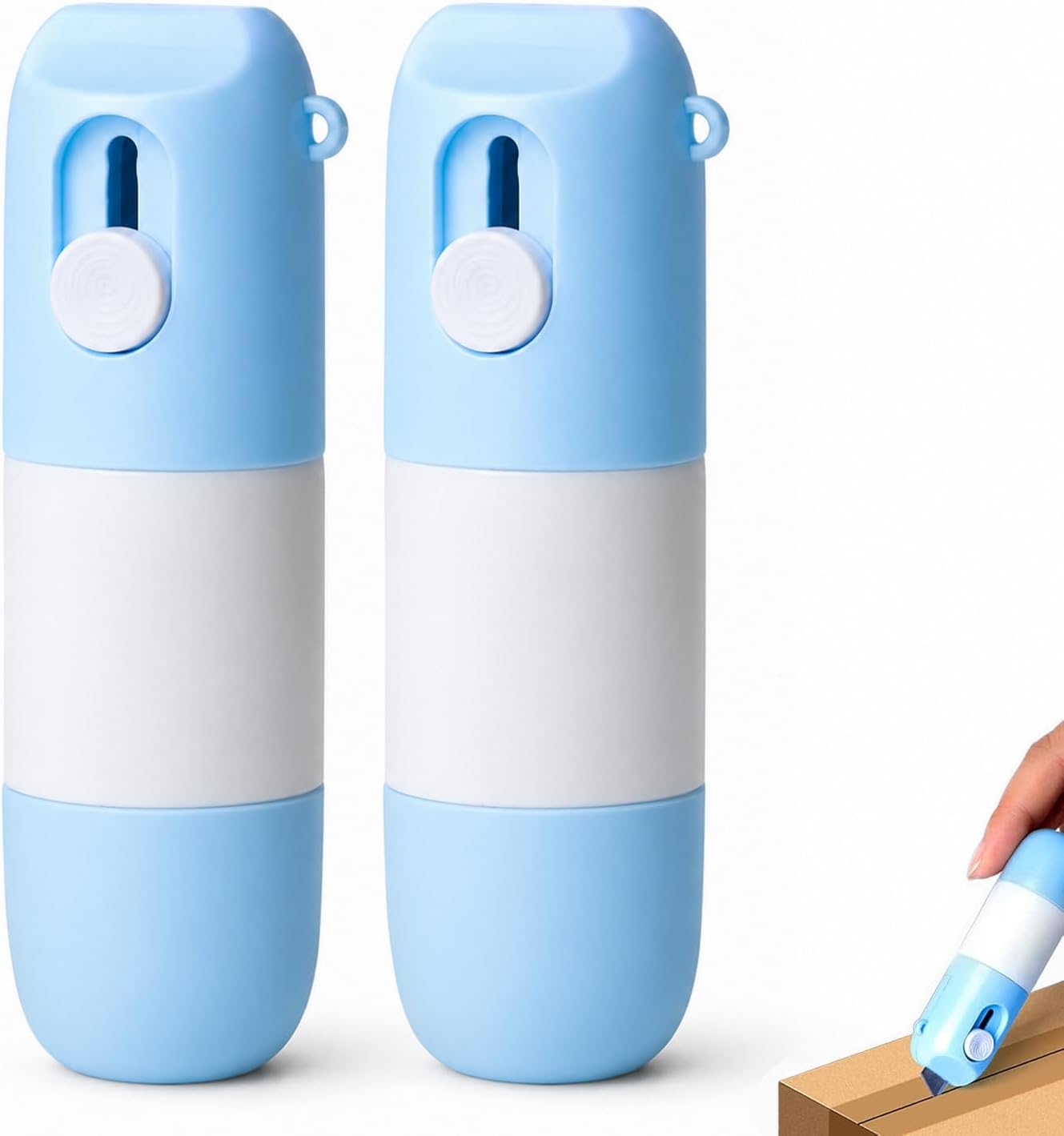 Thermal Paper Eraser Pen Set - 2-in-1 Privacy Label & Unboxing Knife | Liquid Redacting Marker (Blue)