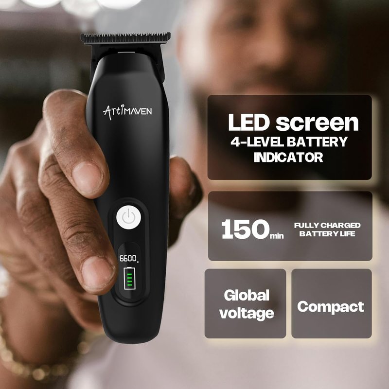 Artimaven Cordless Trimmer for Men, USB-C Charging, DLC Precision Blade, 150-Minute Runtime, Compact & Lightweight for Beard, Detail & Full-Body Grooming (Black Beard Trimmer)