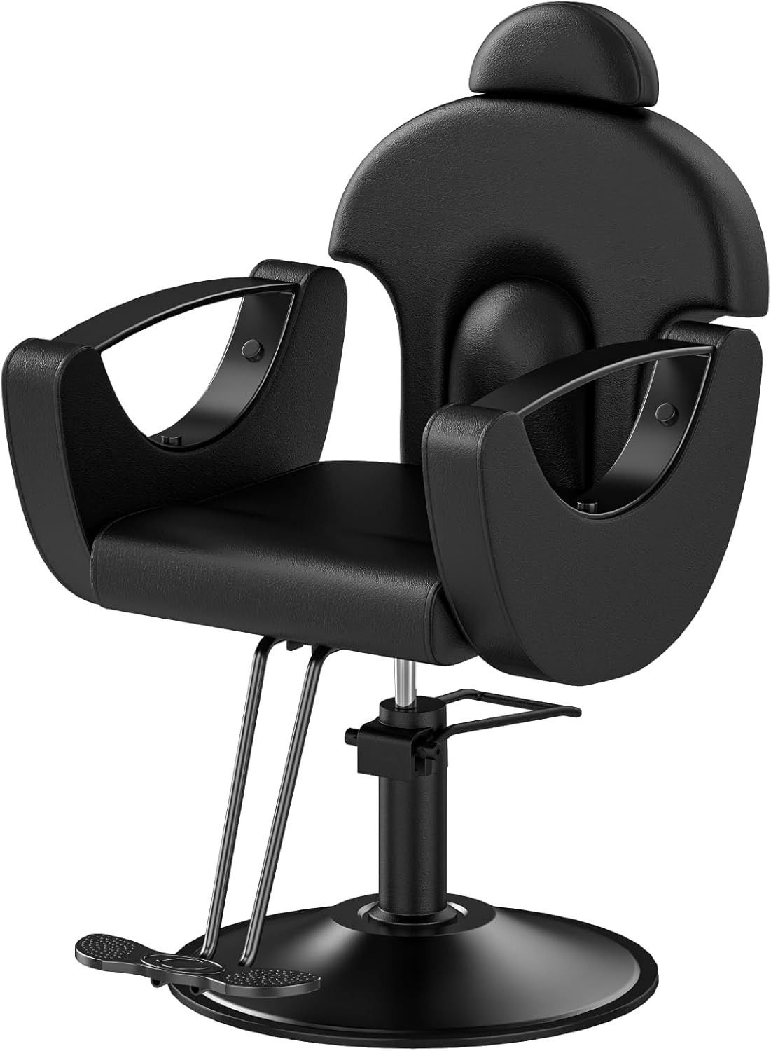 Reclining Salon Chair - 360° Swivel & Height Adjustable Heavy-Duty Styling Seat for Beauty Salons | Black