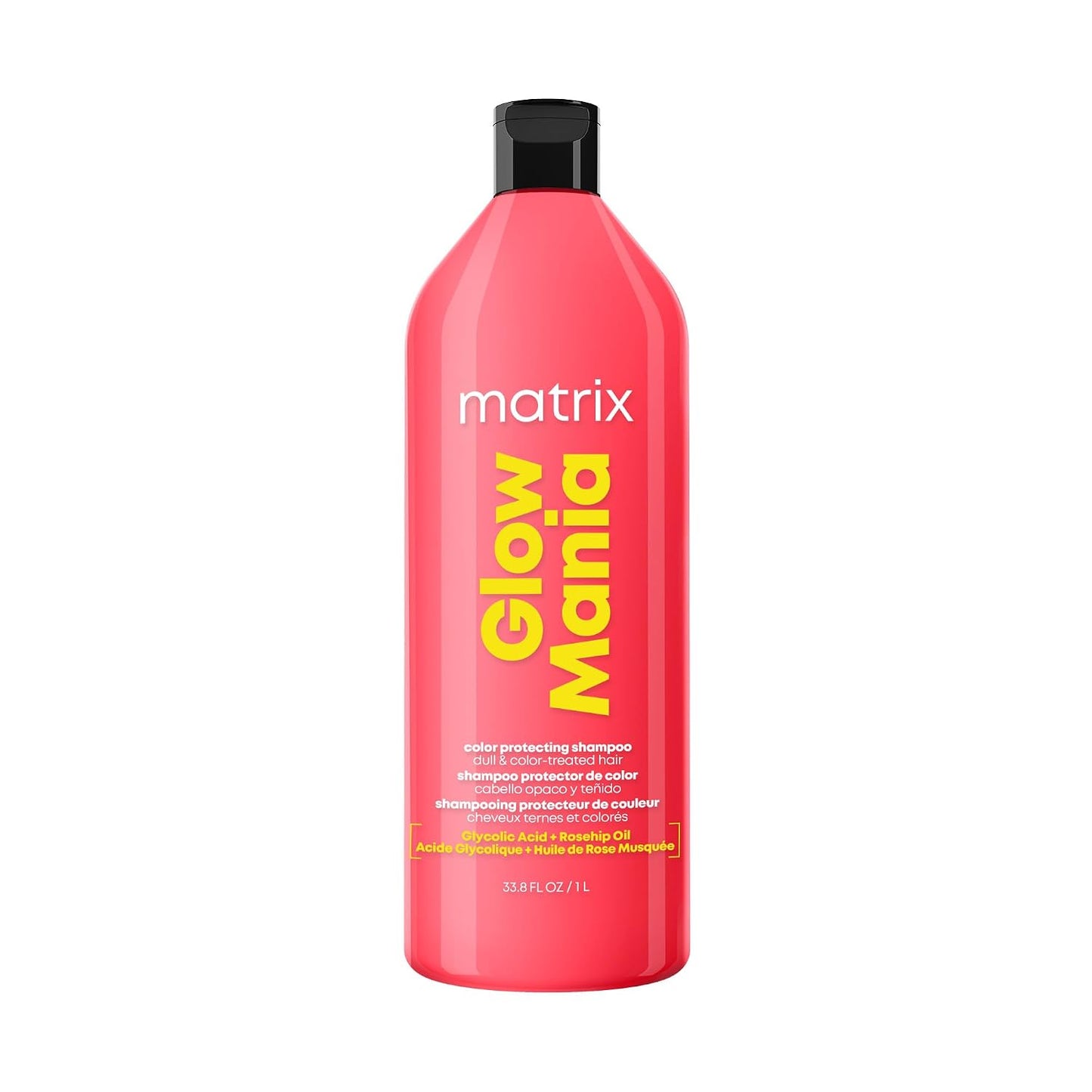 MATRIX Glow Mania Shampoo - Sulfate-Free Shine Enhancer with Glycolic Acid & Rosehip Oil | For Dull, Color-Treated Hair