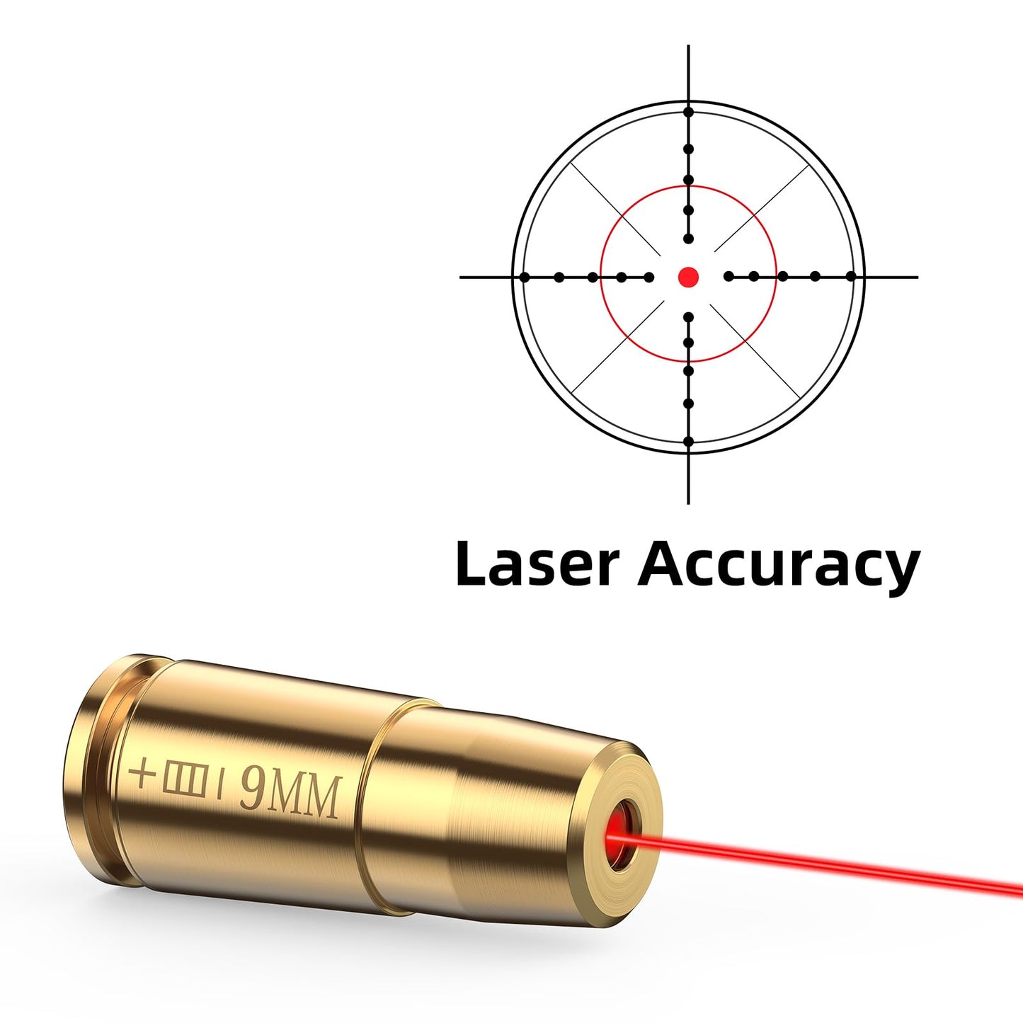 EZshoot 9mm Laser Bore Sighter Red Laser Bore Sight with 3 Sets of Batteries