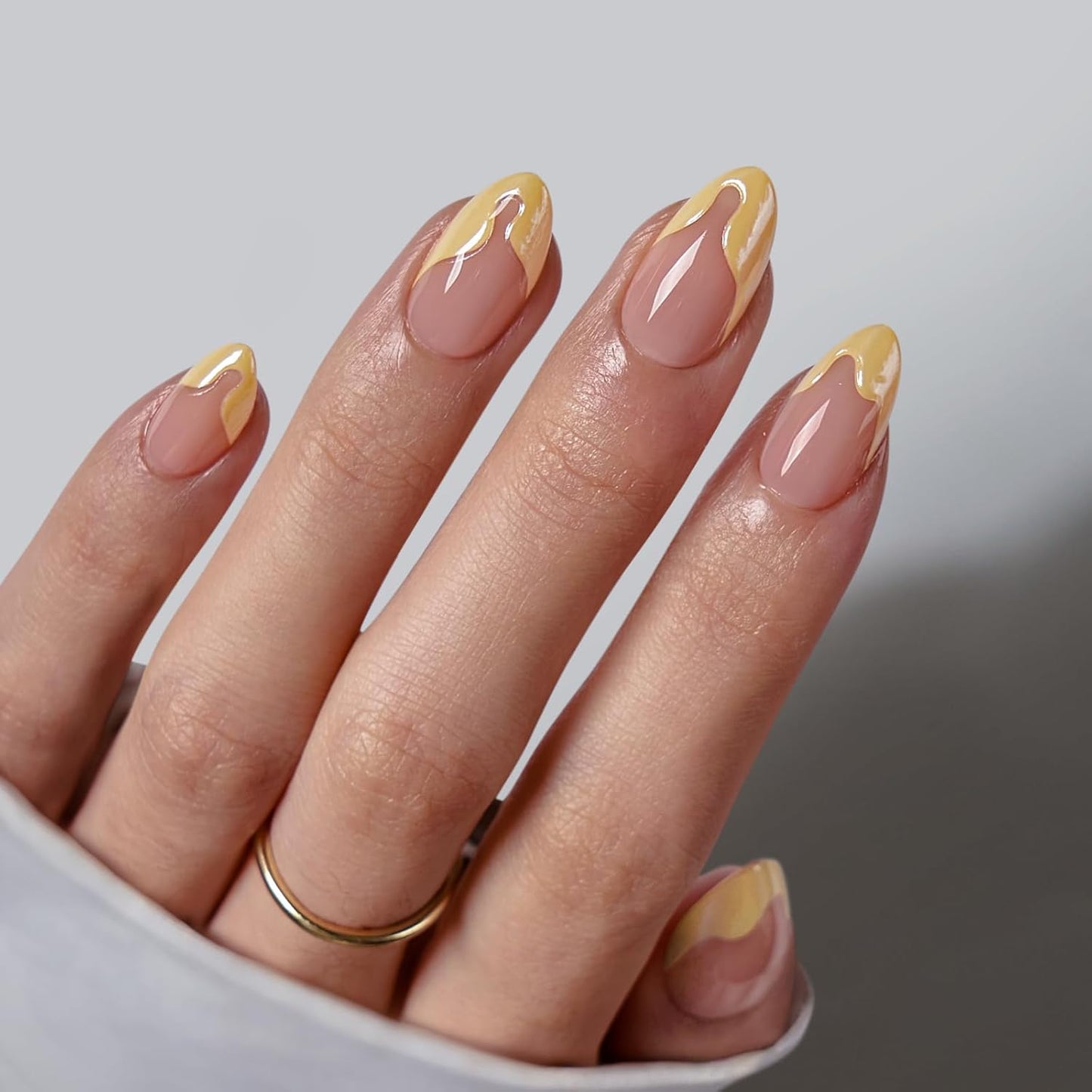 Press On Nails - 3D Butterfly French Tip Almond Design | Opaque Soft Gel, 16 Sizes, 32 Nail Kit
