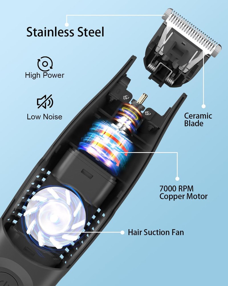 Body Hair Trimmer, Vacuum Clippers with Hair Suction, Waterproof, Electric Bikini Trimmer with Body Clippers for Cut Leg, Chest, Arm, USB Recharge