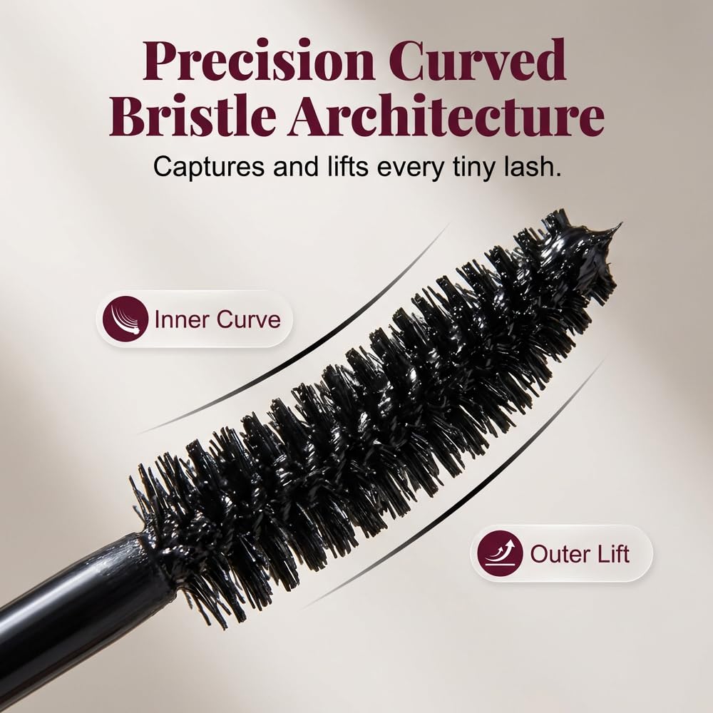 7D Waterproof Volume Mascara, 2026 Upgrade Black Lengthening Thickening Mascara, Natural Long Lasting Curling Lashes for Professional Eye Makeup Last All Day (Black-2Pcs)