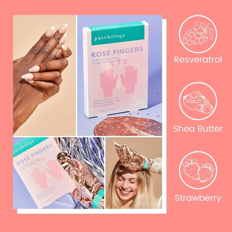 Patchology Hand Mask - Strawberry-Scented Moisturizing Gloves with Shea Butter for Dry Hands | 1 Pair