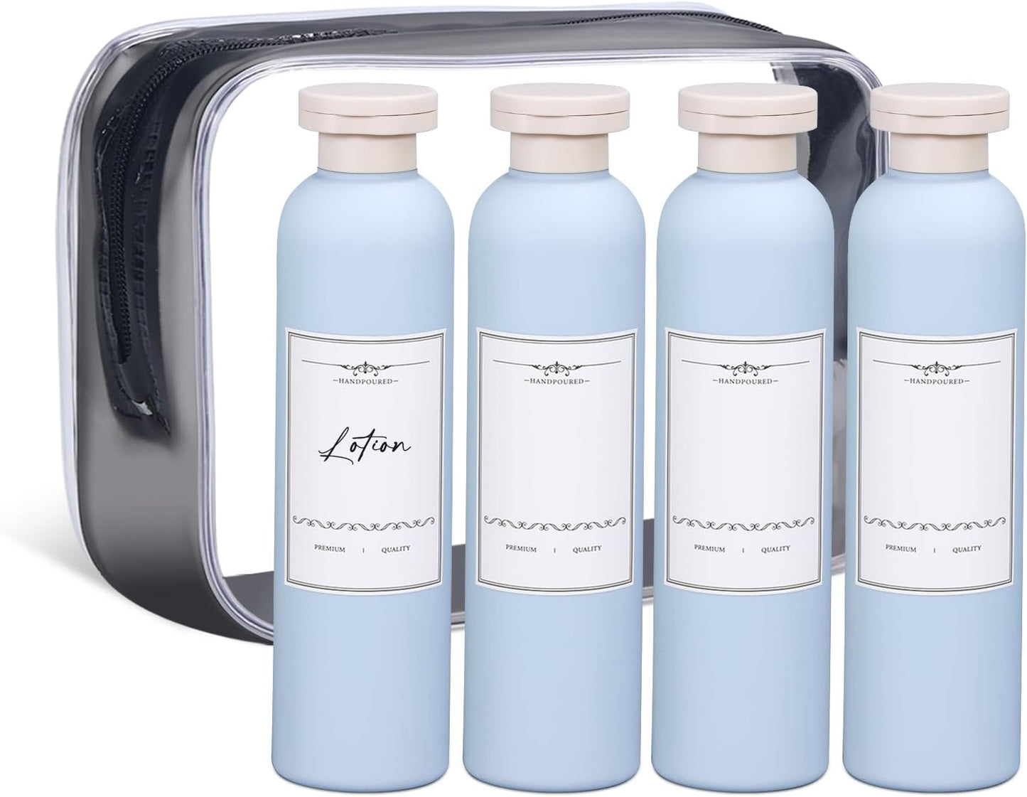 Travel Refillable Shampoo Bottles - 8.8 oz Empty Squeeze Containers for Liquids | 4 Pack