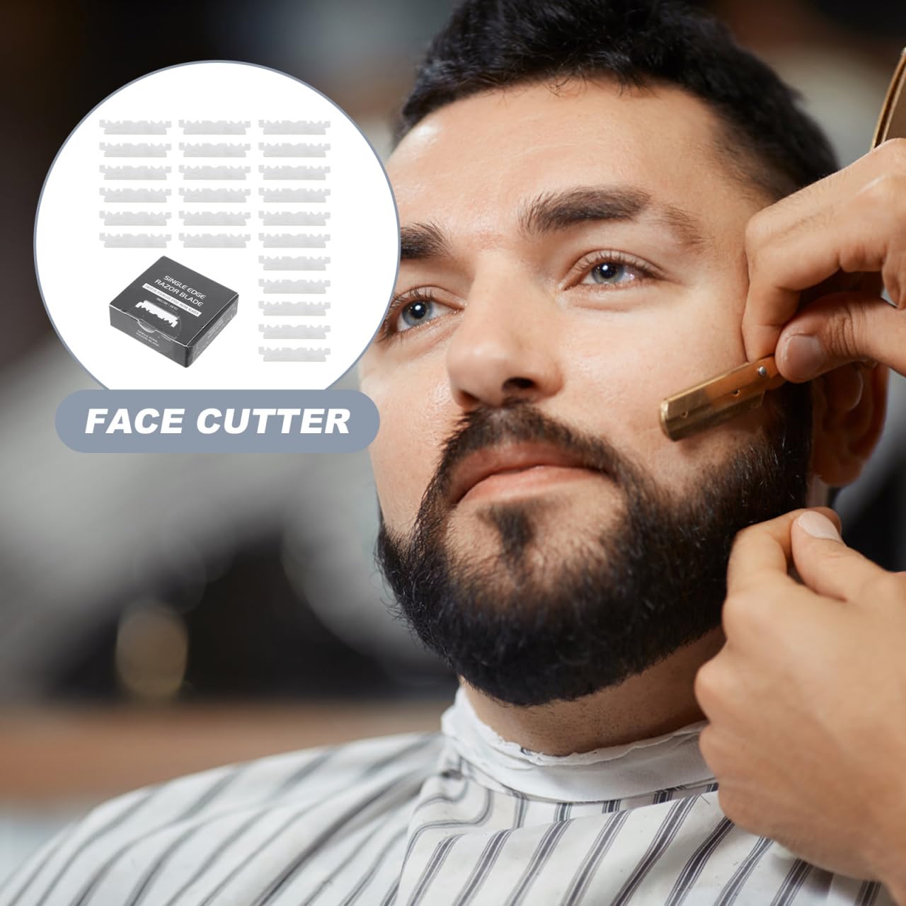 100 Count Single Edge for Men, Professional Barbershop One Blade Refills for Face Shaving, Precision Beard and Mustache Grooming, Fits Folding Straight Razors