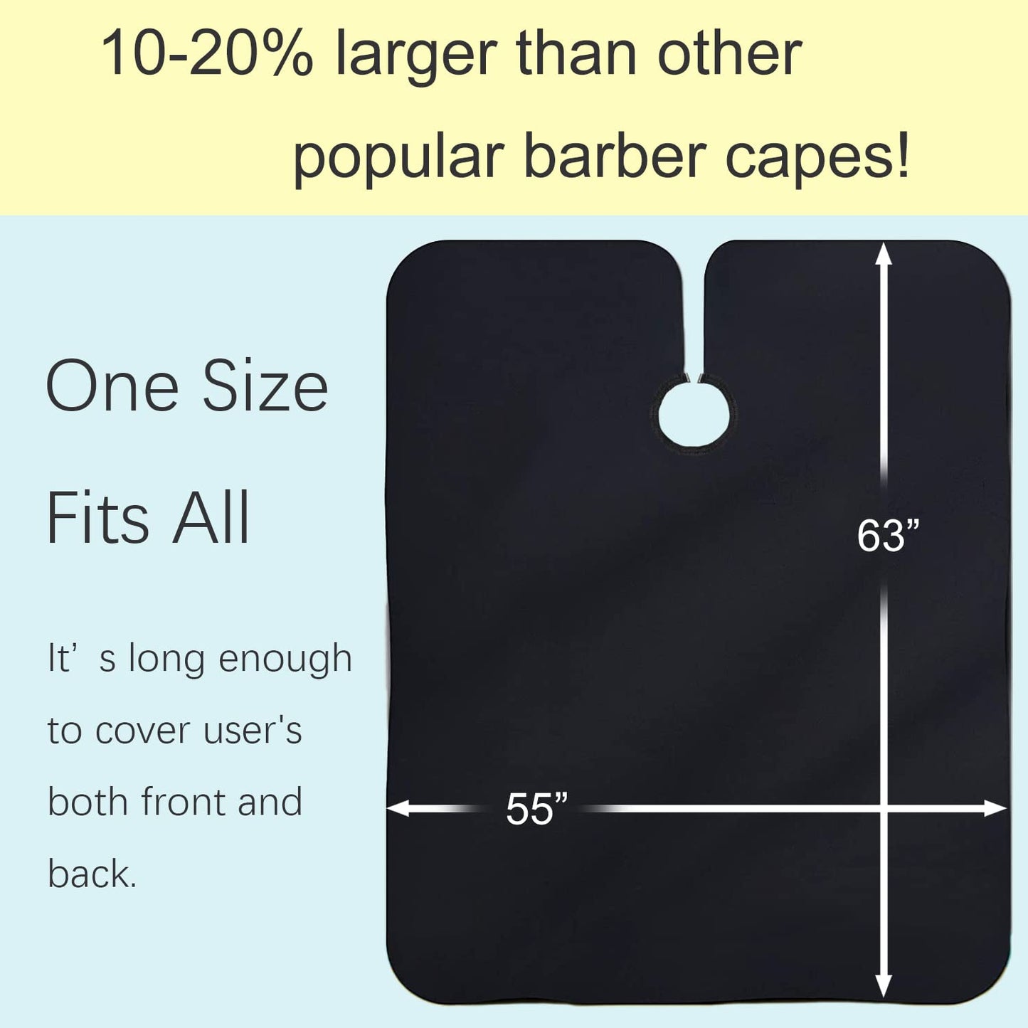 Barber Cape with Adjustable Metal Clip, Iusmnur Professional Hair Cutting Cape for Barbers and Stylists - 55 x 63 inches