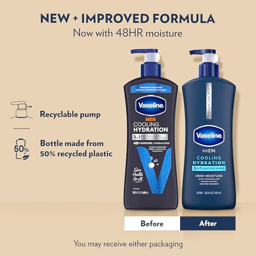Vaseline Men Healing Moisture Cooling Body Lotion - 6.77 Fl Oz (Pack of 3)