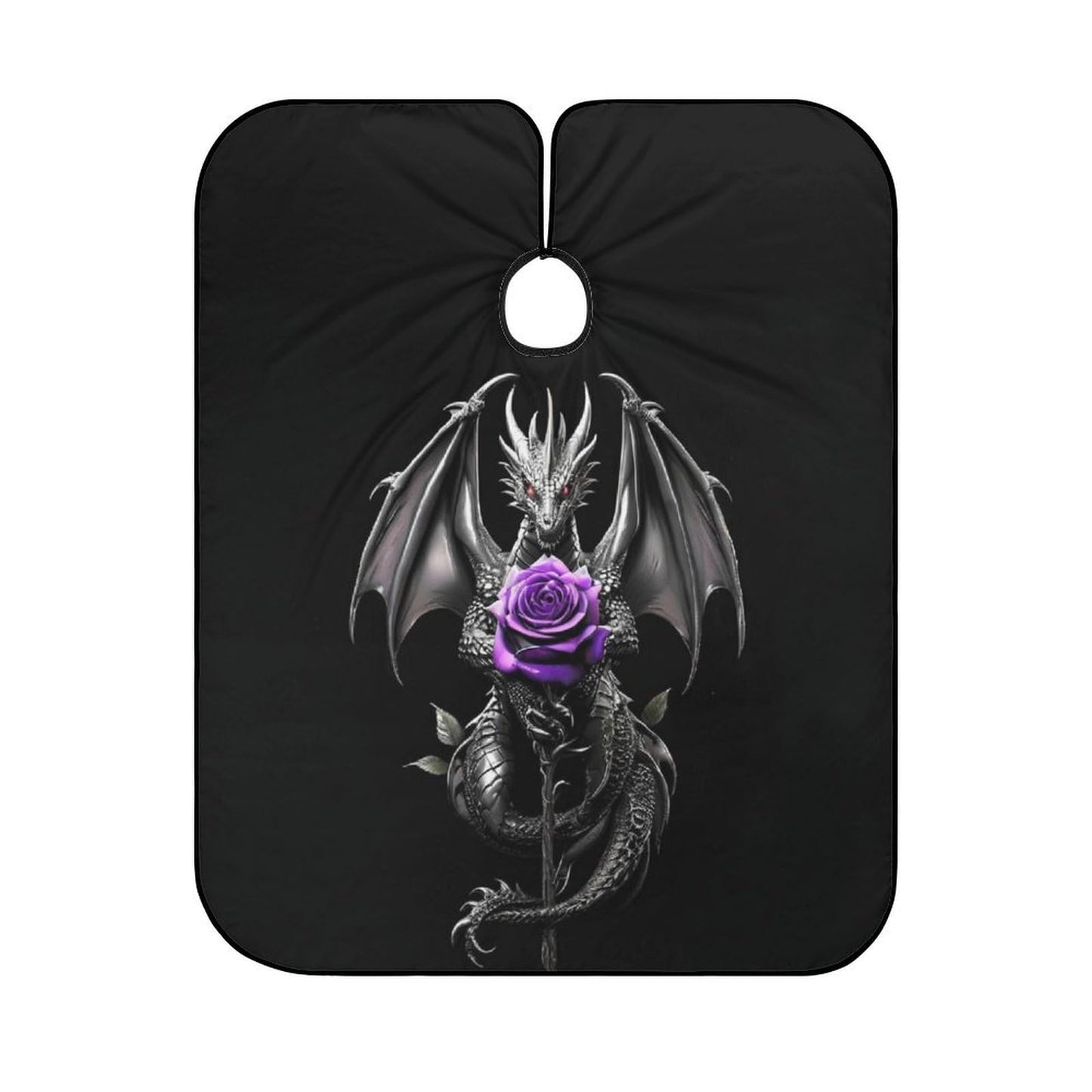 Fashion Professional Hair Cutting Cape with Adjustable Closure, Cool Dragon Purple Rose Black Barber Cape