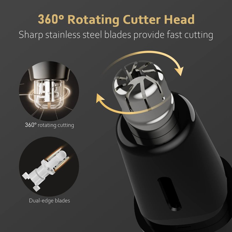 Dapsang Ear Nose Hair Trimmer for Men, Rechargeable Eyebrow Facial Hair Trimmer, Painless Waterproof Nose Clipper 2023 Professional Dual Blades Face Shaver (Black)