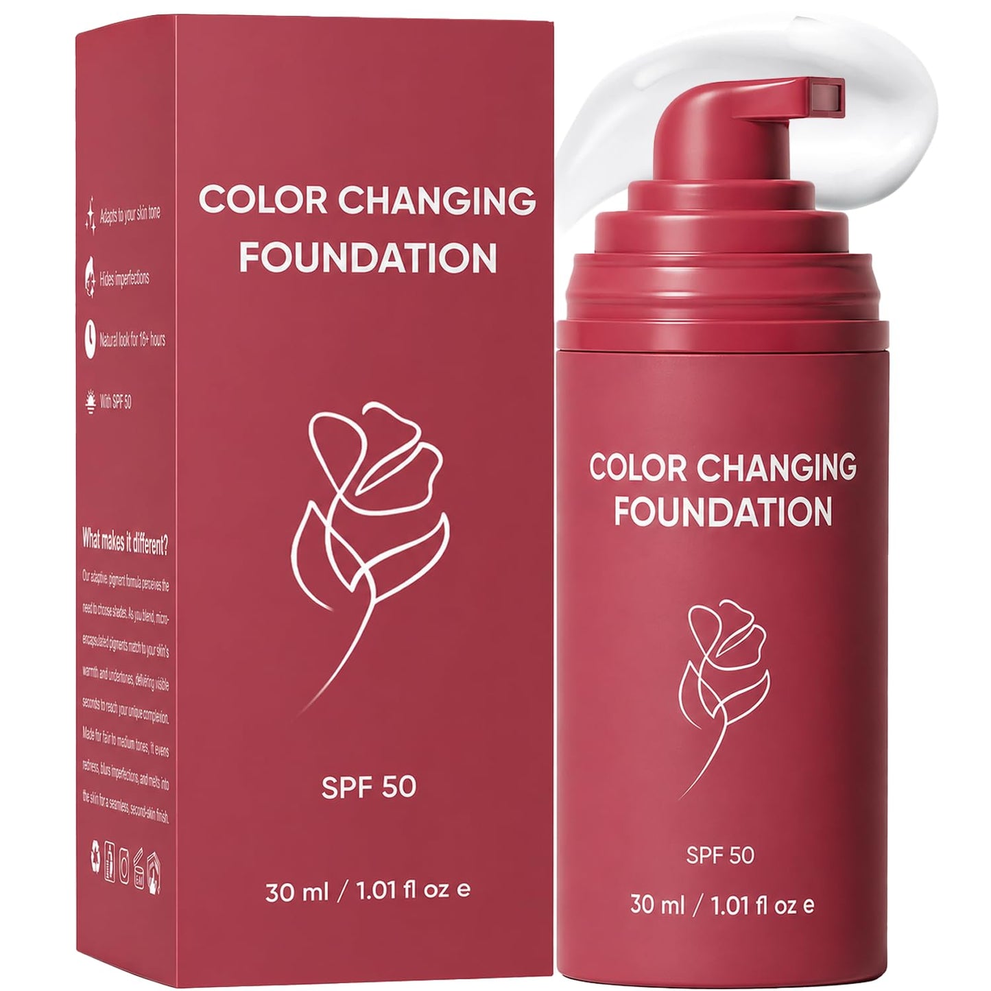Korean Color Changing Foundation - Moisturizing Formula for Mature Skin | Conceals Fine Lines & Wrinkles