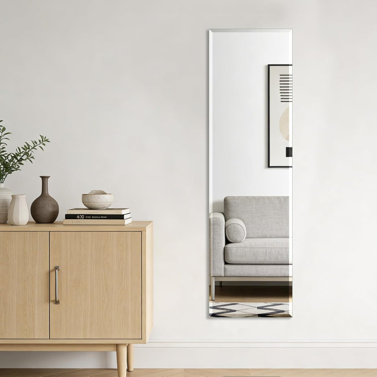 Frameless Bathroom Mirror - Rectangle Beveled Edge, Shatterproof Tempered Glass | 24" x 16" for Versatile Hanging