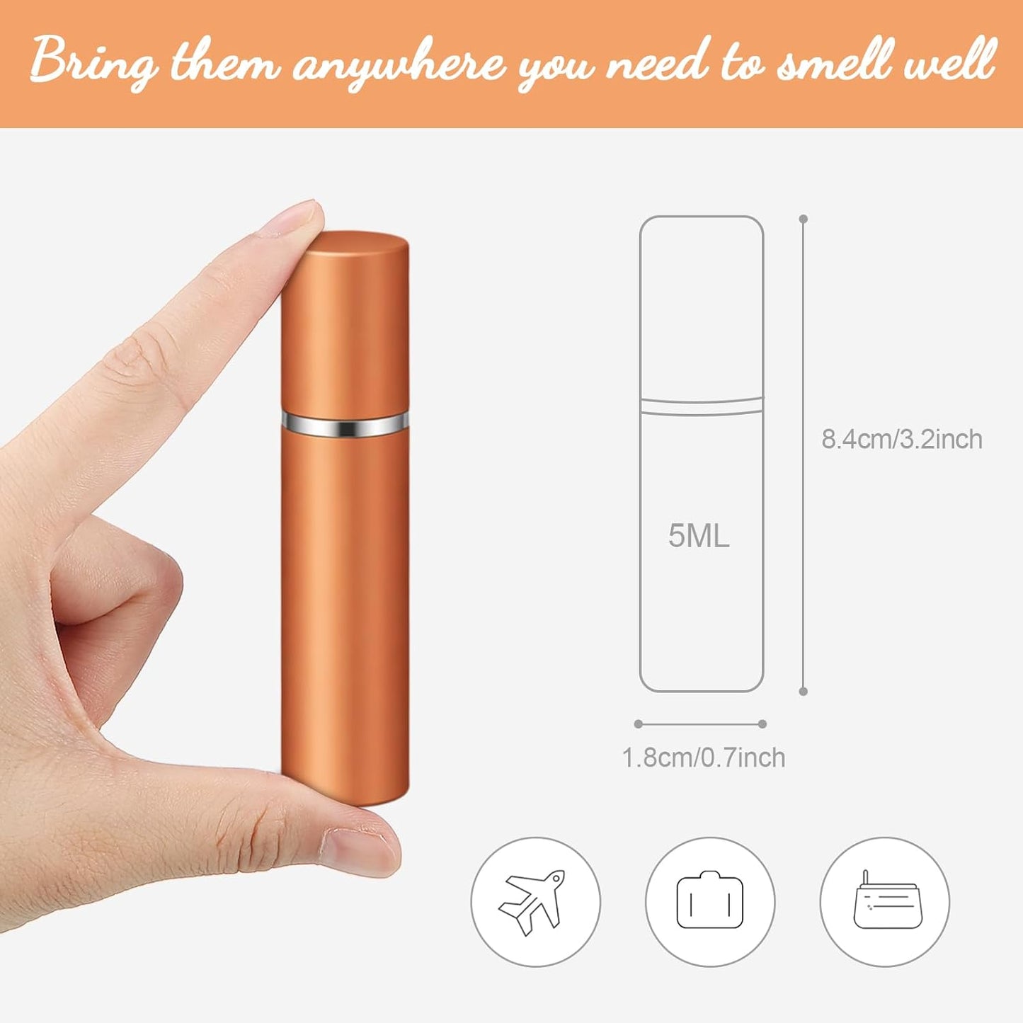 Zonon Mini Refillable Perfume Atomizer - 56 Pieces Portable Spray Bottle Set | Rainbow Color, 5 ml