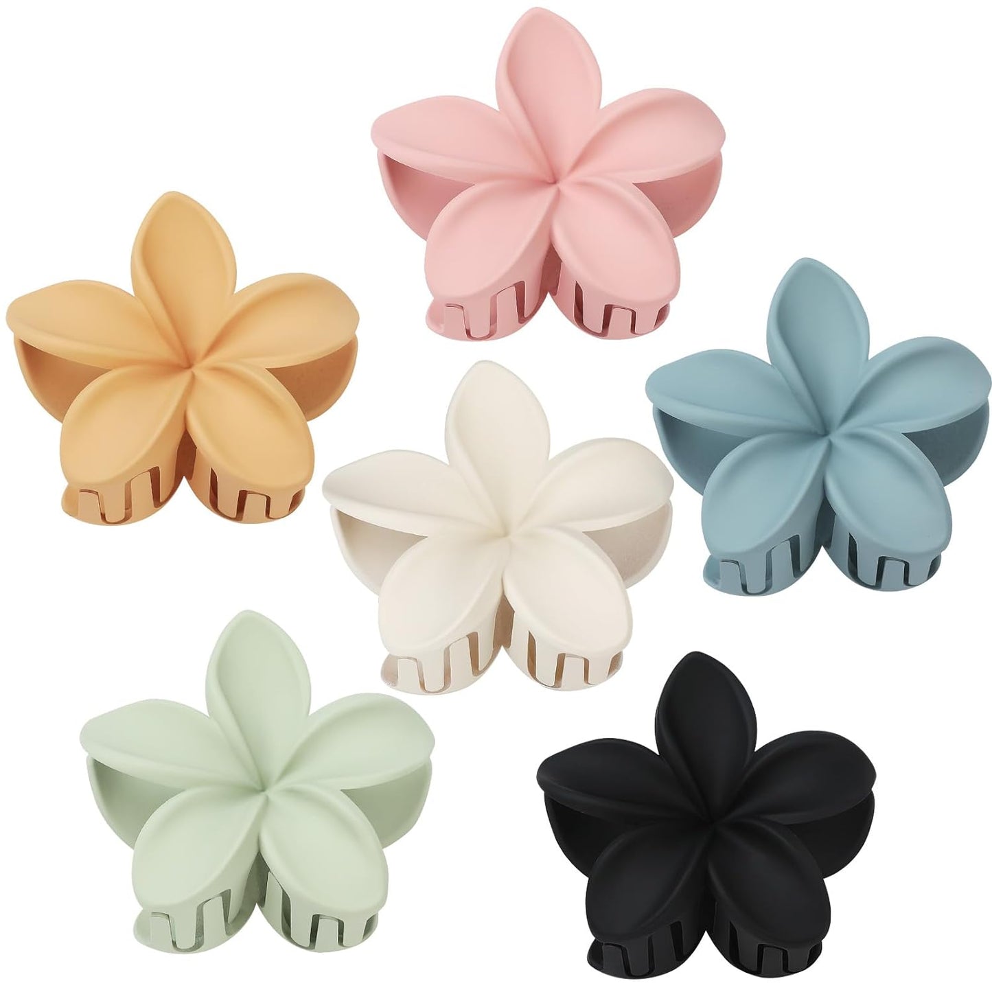 Large Flower Claw Hair Clips - 6 Pcs Hawaiian Style for Thick & Medium Hair | Beach Accessories for Women & Girls