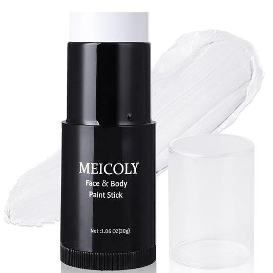 Clown White Face Body Paint Stick - 1.06 Oz Foundation Cream for Halloween, Joker, Zombie & Special Effects Makeup | White & Black