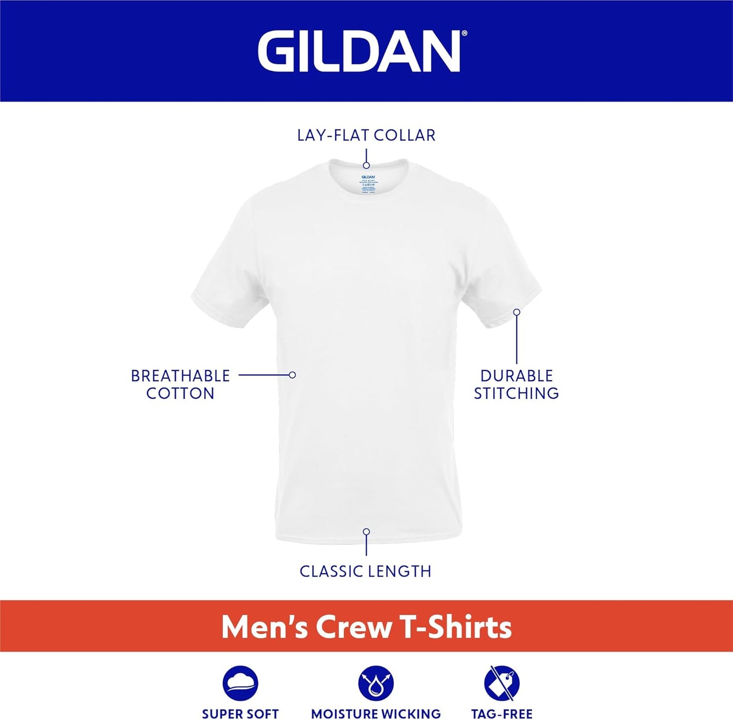 Gildan Men's Crew T-Shirts - Comfortable Cotton Multipack | Classic Fit, Various Colors