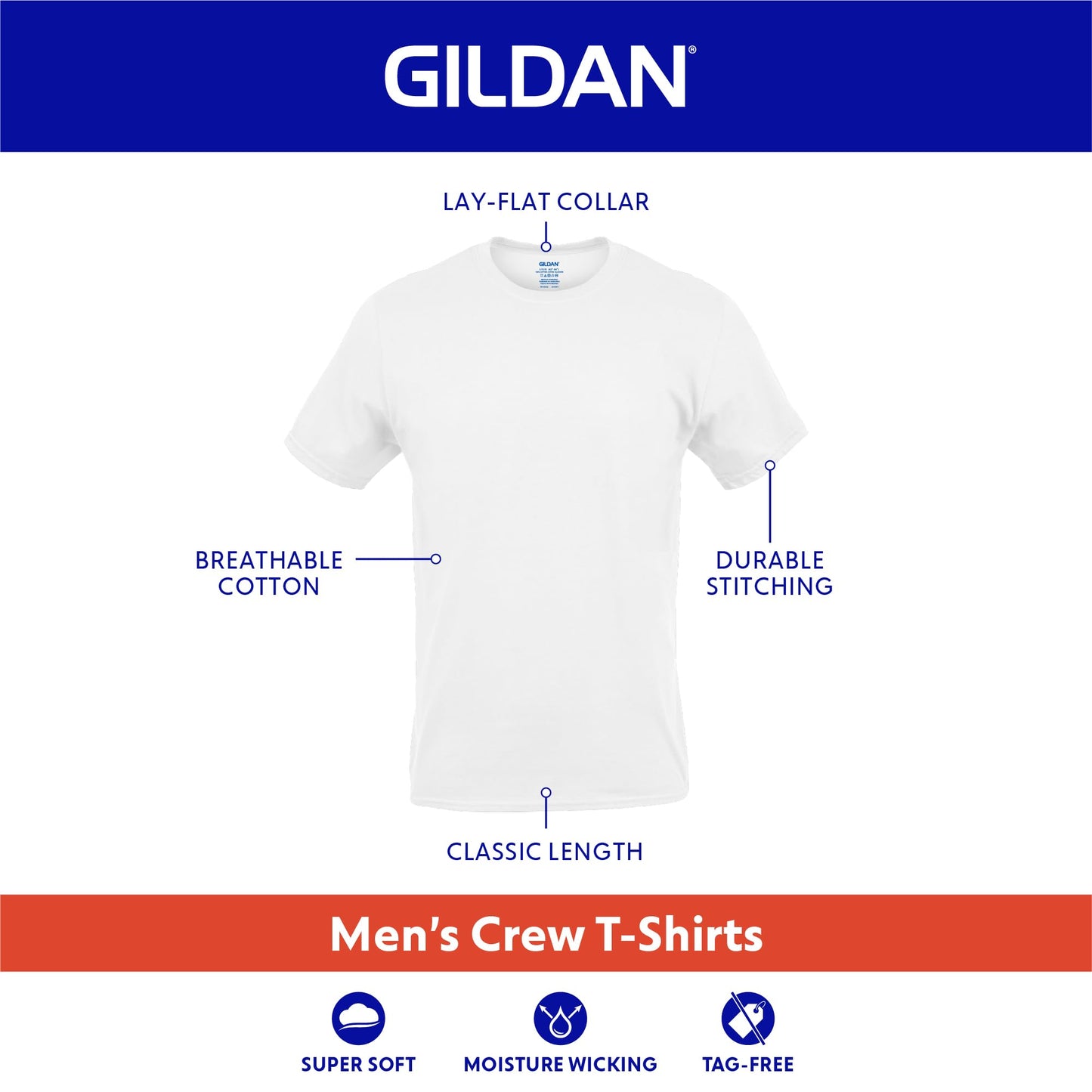 Gildan Men's Crew T-Shirts, Multipack, Style G1100, Black (6-Pack), X-Large