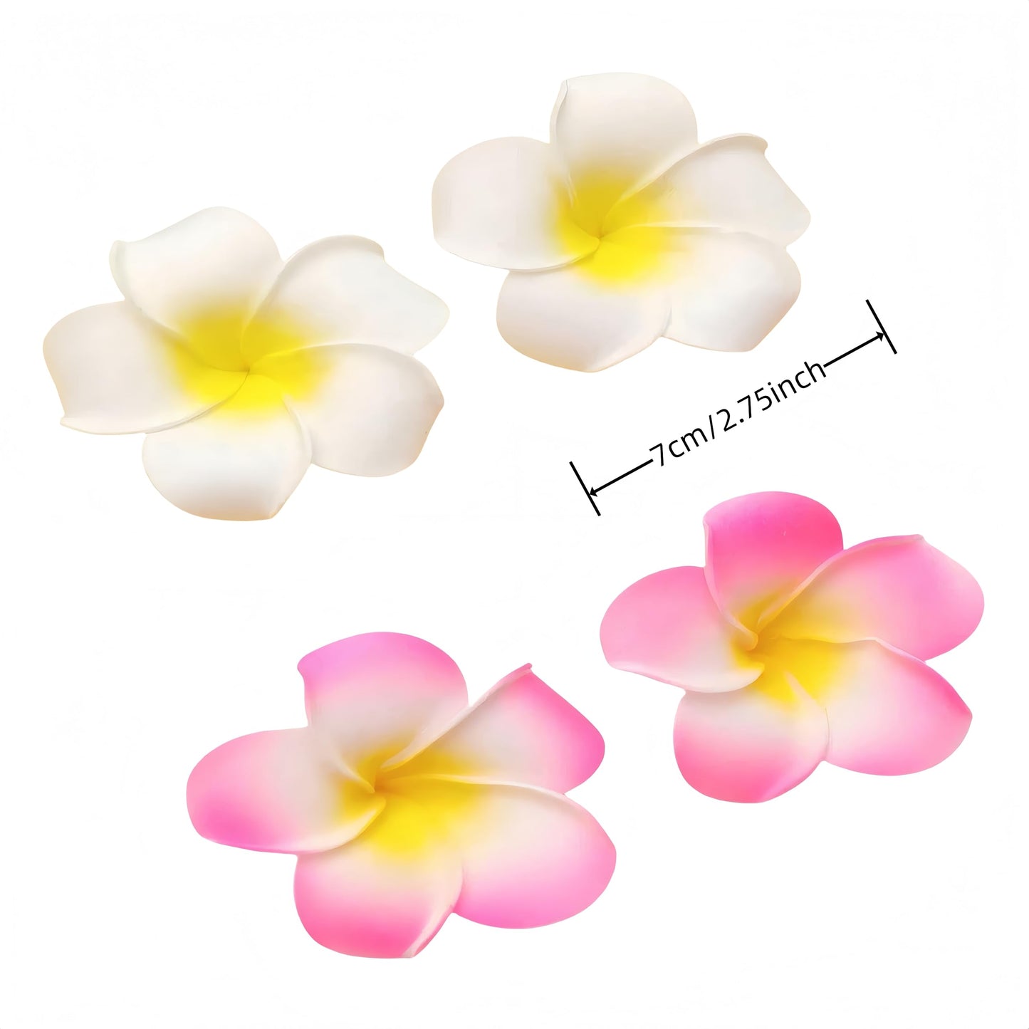 4 Pcs Hawaiian Flower Hair Clip,Tropical Style Hair Clips for Women Frangipani Plumeria Foam Head Flower Wedding Party Beach Hair Clip (White and pink)