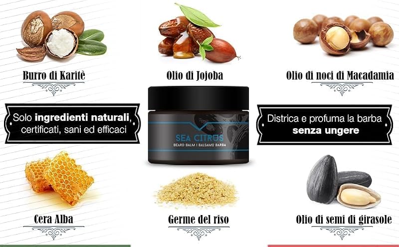 Goodfellas' Smile Sea Citrus Beard Balm - Made in Italy, Hydrating & Non-Sticky
