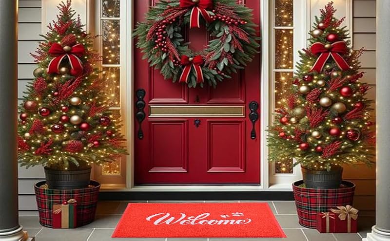 T.HENV Waterproof Christmas Door Mat - All-Season 32x20 Low Profile Entrance Mat