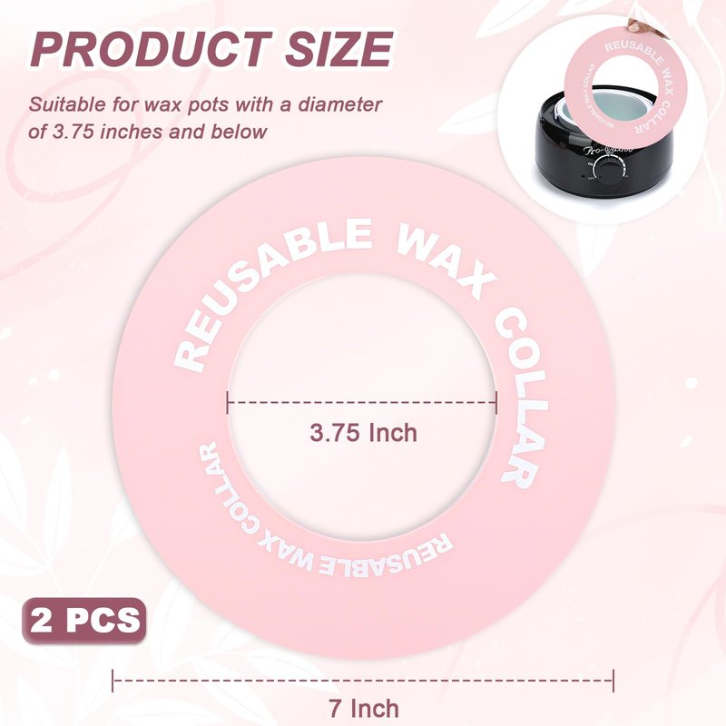 2 PCS Reusable Silicone Wax Collars Fits Most 14 Oz Wax Pot Liner Collar Clean Collars for Wax Warmer Waxing Protection Collars for Esthetician Hair Removal Women Wax Supplies(Pink)