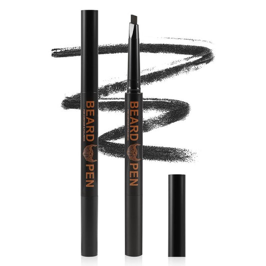 KGAJSGH 2pc Dual-Ended Beard Pencils: Spiral Brush & Wax for Precise Styling, Shaping - Natural Look for Beard, Mustache & Brows
