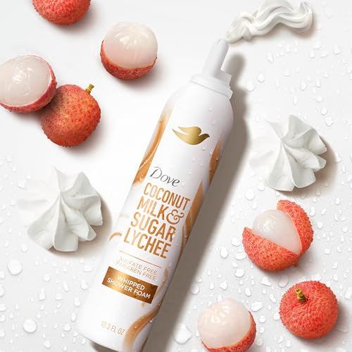 Dove Whipped Shower Foam Coconut & Lychee 10.3 oz (Pack of 2) - Hydrating
